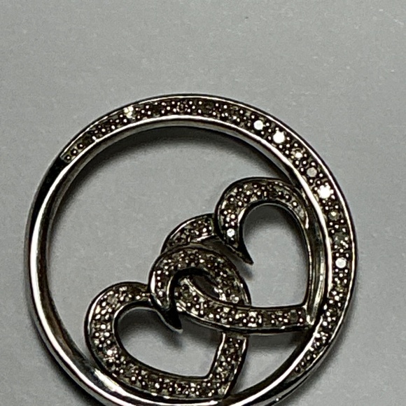 Sterling Silver Genuine Diamonds 💎 Pendant. 1 inch diameter - Picture 8 of 8